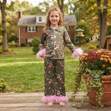 GLP3629 Mallard Ducks Pink Feather Girls Pajamas Outfits