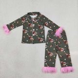 GLP3629 Mallard Ducks Pink Feather Girls Pajamas Outfits