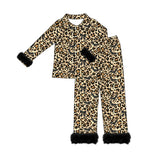 Preorder MOQ 5 pcs each Halloween Bat Leoaprd Feather Mommy And Me Pajamas Outfits