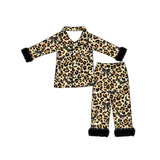 Preorder MOQ 5 pcs each Halloween Bat Leoaprd Feather Mommy And Me Pajamas Outfits