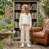 GLP3645 Solid Color Beige Thick Cotton Sweatshirt Girls Set