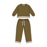 Preorder MOQ 5 Pcs Each Style Fall Solid Color Thick Cotton Sweatshirt Girls Outfits