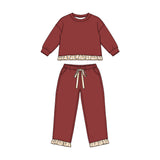 Preorder MOQ 5 Pcs Each Style Fall Solid Color Thick Cotton Sweatshirt Girls Outfits