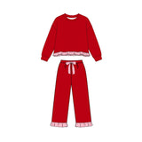 Preorder MOQ 5 Pcs Each Style Christmas Solid Color Thick Cotton Sweatshirt Girls Outfits