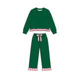 Preorder MOQ 5 Pcs Each Style Christmas Solid Color Thick Cotton Sweatshirt Girls Outfits