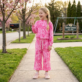 GLP3650 Hunting Leaves Rose Red Middle Neckline Girls Set