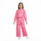 GLP3650 Hunting Leaves Rose Red Middle Neckline Girls Set
