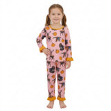 GLP3655 Fall Pumpkin Hunting Print Ruffles Girls Pajamas Outfits