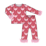 Preorder MOQ 5 pcs Each Style Valentine's Day Love Bows Feather Kids Matching Clothes
