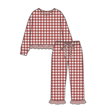 Preorder MOQ 5 Pcs Each Style Fall Plaid Ruffles Girls Set