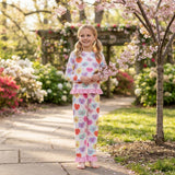 GLP3676 Valentine's Day Love Pink Plaid Ruffles Girls Set