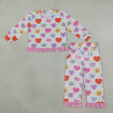 GLP3676 Valentine's Day Love Pink Plaid Ruffles Girls Set