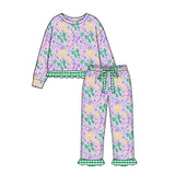 Preorder MOQ 5 pcs Each Style Mardi Gras Bows Purple Kids Matching Clothes