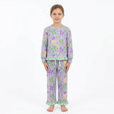 GLP3680 Mardi Gras Mask Bows Green Plaid Ruffles Purple Girls Set