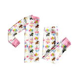 Preorder MOQ 5 pcs Each Style Happy Birthday Dog Pink Kids Matching Clothes