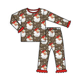Preorder MOQ 5 pcs Each Style Christmas Santa Leopard Kids Matching Clothes