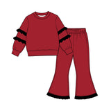 Preorder MOQ 5 pcs Each Color Solid Color Ruffles Girls Set-2026.8.20