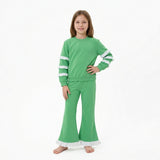 GLP3717 Solid Color Green Ruffles Girls Set