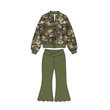 Preorder MOQ 5 pcs Each Color Hunting Camo Yoga Girls Coat Scallop Edge Pants Set-2026.8.20