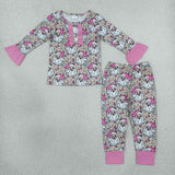 GLP3734 Christmas Santa Camo Pink Girls Pajamas Outfits