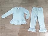 Preorder Samples Each Color Solid Color Cotton Ruffles Girls Set