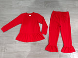 Preorder Samples Each Color Solid Color Cotton Ruffles Girls Set