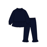 Preorder MOQ 5 pcs Each Color Solid Color Cotton Ruffles Girls Set-2026.8.21