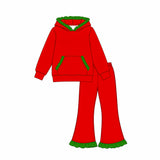 Preorder MOQ 5 pcs Each Color Ruffles Christmas Girls Hoodie Set-2026.8.22
