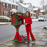 GLP3751 Christmas Green Ruffles Pocket Red Hoodie Pullover Girls Set