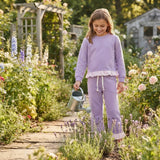 GLP3755 Solid Color Purple Cotton Pink Plaid Ruffles Girls Set