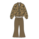 Preorder MOQ 5 pcs Each Color Hunting Camo Yoga Girls Coat Scallop Edge Pants Set-2026.8.27