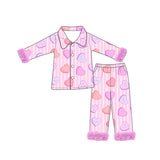 Preorder MOQ 5 pcs Each Style Valentine's Love Stripe Pink Purple Kids Matching Clothes