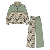 Preorder MOQ 5 pcs Each Style Hunting Camo Kids Zipper Pullover Girls Set-2026.8.28