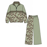 Preorder MOQ 5 pcs Each Style Hunting Camo Kids Zipper Pullover Girls Set-2026.8.28