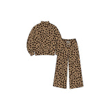 Preorder MOQ 5 pcs Each Style Fashion Leopard Middle Neckline Yoga Girls Set