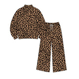 Preorder MOQ 5 pcs Each Style Fashion Leopard Middle Neckline Adult Women Yoga Set