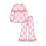 Preorder MOQ 5 pcs Each Style Baseball Love Print Pink Kids Matching Clothes
