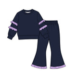 Preorder MOQ 5 pcs Each Style Solid Color Cotton Ruffles Kids Matching Clothes
