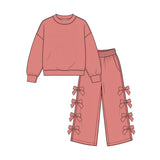 Preorder MOQ 5 pcs Each Style Solid Color Cotton Bows Kids Matching Clothes