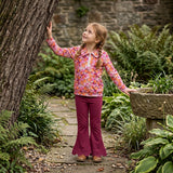 GLP3857 Flower Floral Pullover Scallop Edge Yoga Girls Flared Pants Set