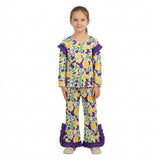 GLP3872 Mardi Gras Hunting Camo Ruffles Purple Girls Set
