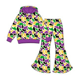 Preorder MOQ 5 pcs Each Style Mardi Gras Camo Ruffles Kids Matching Clothes