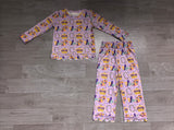 NO MOQ Preorder Samples Each Style Mardi Gras Girl's Jumpsuit & Scallop Edge Set Kids Matching Clothes