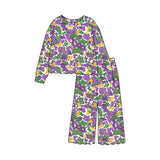 Preorder MOQ 5 pcs Each Style Mardi Gras Mask Camo Girl's Jumpsuit & Scallop Edge Set Kids Matching Clothes