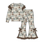 Preorder MOQ 5 pcs Each Style Hunting Duck Deer Ruffles Kids Matching Clothes