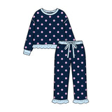 Preorder MOQ 5 pcs Each Style Dots Ruffles Girls Set Kids Matching Clothes