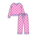 Preorder MOQ 5 pcs Each Style Dots Ruffles Girls Set Kids Matching Clothes