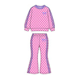 Preorder MOQ 5 pcs Each Style Dots Stripe Bows Girls Set Kids Matching Clothes