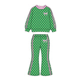 Preorder MOQ 5 pcs Each Style Dots Stripe Bows Girls Set Kids Matching Clothes