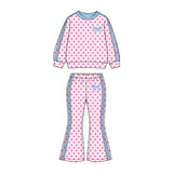 Preorder MOQ 5 pcs Each Style Dots Stripe Bows Girls Set Kids Matching Clothes
